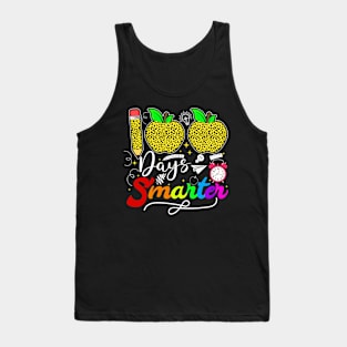 Cute 100th Day Of School 100 Days Smarter Leopard Rainbow Boys Girls Tank Top